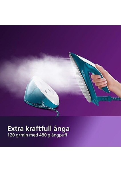 Perfectcare Series 7000 Buharlı Ütü Istasyonu, 2100 W, Buhar Çıkışı 480 G, Basınç 7,5 Bar, Optimaltemp Teknolojisi, 1,8 Litre Su Haznesi, Mavi (PSG7024/20) modelleri
