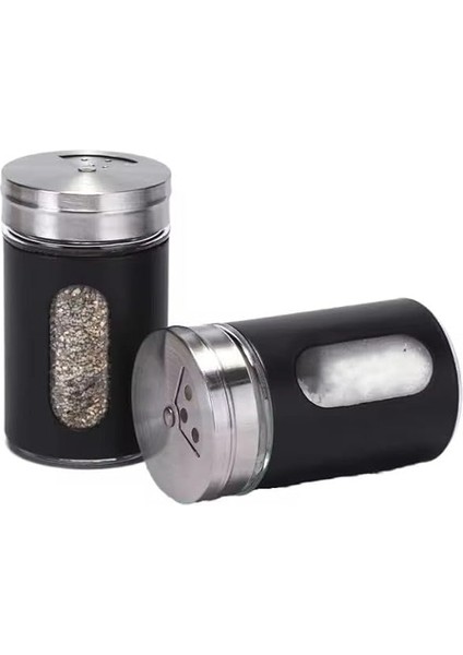 Home 2'li Ayarlanabilir Metal Gövdeli Cam Tuzluk ve Baharatlık Seti - Şık ve Dayanıklı Tasarım, Mutfakta Pratik Kullanım (Siyah, 8 Cm) indirimleri
