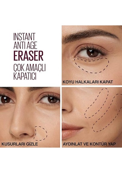 New York Instant Anti Age Eraser Kapatıcı 02 Nude &amp; Mini Tattoo Liner Gel Pencil Makyaj Seti modelleri