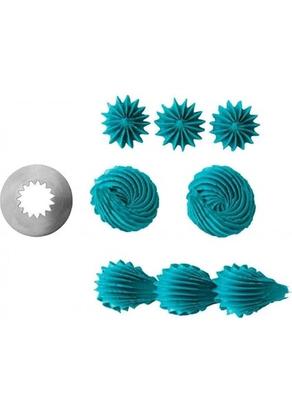 Krema Başlığı #6b Açık Yıldız Başlık, Paslanmaz Çelik Sıkma Torbası Başlığı, Tekrar Kullanılabilir Krema Başlığı, Pasta, Kek, Cupcake Dekorasyonu Için, Bulaşık Makinesinde Yıkanabilir, Pasta modelleri