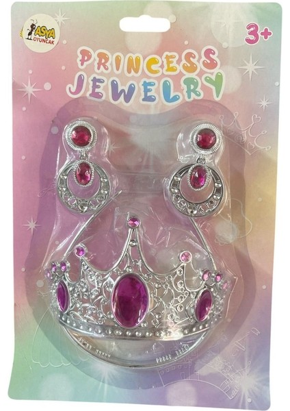 Asya Oyuncak Prenses Takı ve Taç Seti JY993C-PEMBE