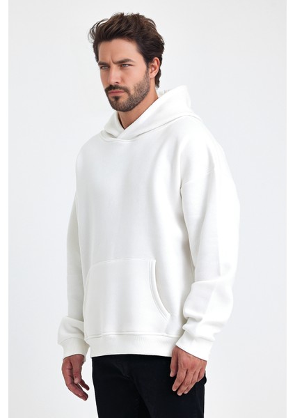 Erkek Oversize % 100 Pamuk Içi Polarlı Yumuşak Dokulu Basic Siyah Kapüşonlu Sweatshirt modelleri