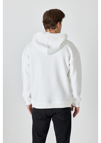 Erkek Oversize % 100 Pamuk Içi Polarlı Yumuşak Dokulu Basic Siyah Kapüşonlu Sweatshirt indirimleri