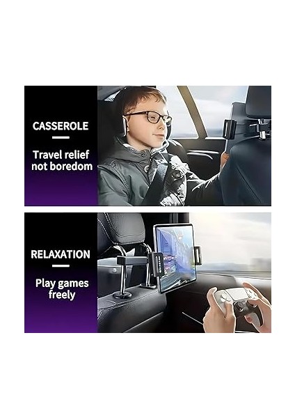 Koltuk Arkası Tablet Tutucu, Telefon Tutucu, Tablet/telefon Tutucu, 360° iPad Pro 12.9 Mini Air, Galaxy Tab A A7 S7, Switch, Surface, 4,7-12,9 Inch ile Uyumlu modelleri