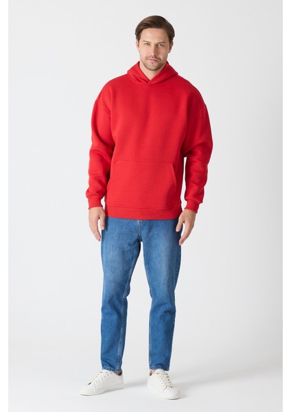 Erkek Oversize % 100 Pamuk Içi Polarlı Yumuşak Dokulu Basic Siyah Kapüşonlu Sweatshirt modelleri