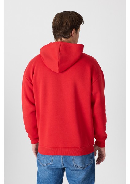 Erkek Oversize % 100 Pamuk Içi Polarlı Yumuşak Dokulu Basic Siyah Kapüşonlu Sweatshirt fırsatları