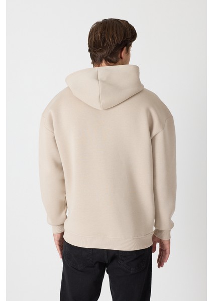 Erkek Oversize % 100 Pamuk Içi Polarlı Yumuşak Dokulu Basic Siyah Kapüşonlu Sweatshirt indirimleri