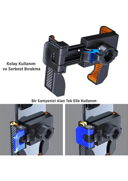 Gidon Bağlantılı Bisiklet Motosiklet Için Esnek Abs 4-7.8″ Inç Telefon Tutucu 360° Dönebilen Tasarım
