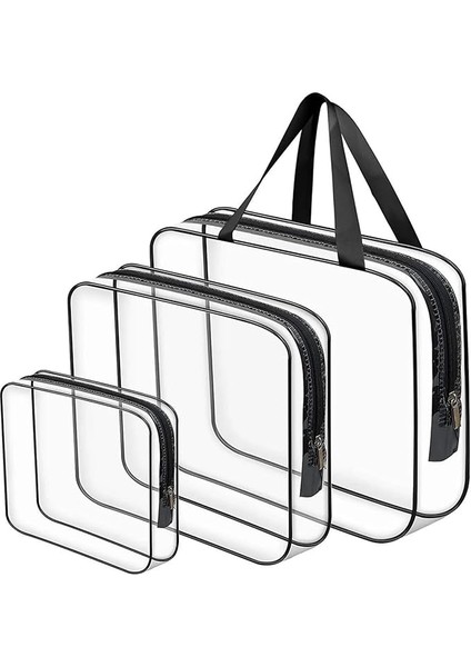 Tatil, Plaj, Kozmetik, Makyaj Bakım Çantası Seti, Şeffaf Su Geçirmez, 3 Adet Organizatör Çanta (1 x 3 Adet)