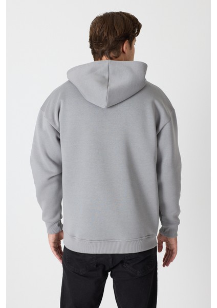 Erkek Oversize % 100 Pamuk Içi Polarlı Yumuşak Dokulu Basic Siyah Kapüşonlu Sweatshirt indirimleri