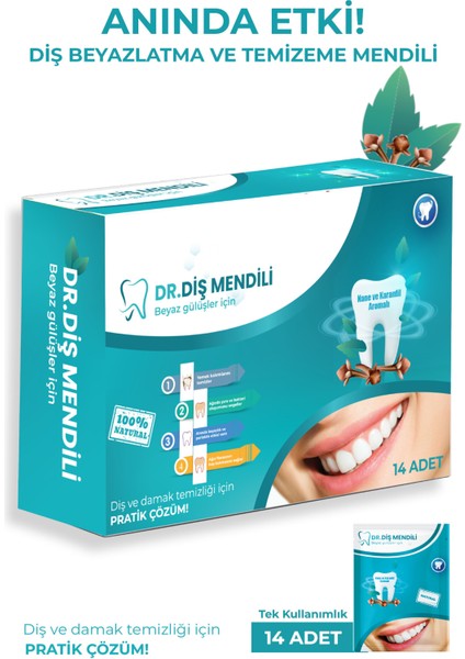 Nane - Karanfil Özlü Diş Beyazlatma ve Diş Temizleme Mendili 14'lü