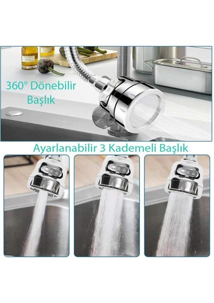 SN-27117 3 KADEMELI Tasarruflu Universal Mutfak Musluk Başlığı fiyatları