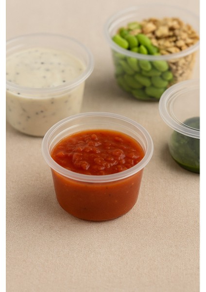 50 Adet 30 cc Kapaklı, Sızdırmaz Sos Kabı,et Suyu Kabı,tavuk Suyu Kabı,buzluk, Saklama Kabı modelleri