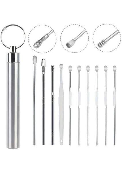 SN-27132 Paslanmaz Çelik 10'lu Kulak Temizleme Seti modelleri