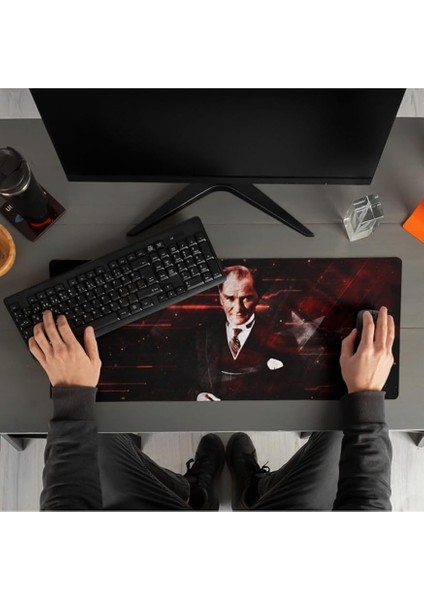 Atatürk Tasarımlı Ay Yıldız 70X30 Mousepad - Mouse Pad - Fare Altlığı