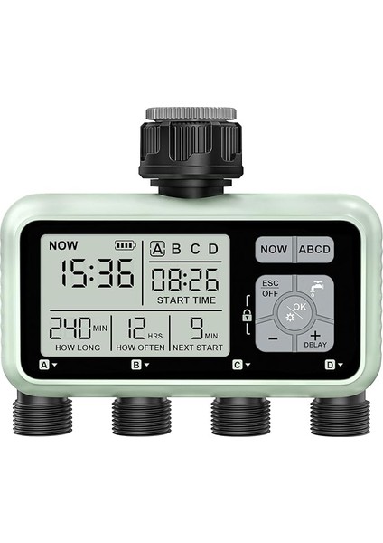 4 Bağımsız Kontrollü Çıkışlı Sulama Bilgisayarı, LCD Ekranlı Dijital Sulama Saati, Otomatik/manuel Sulama Kontrolü..