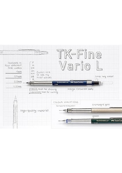 Tk Fine Vario Lüx Versatil Kalem, 0.5 Mm, Indigo, Ayarlanabilir Metal Uç, Sertlik Göstergeli, Ergonomik Tutuş fırsatları