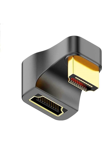 U Şekli HDMI 2.1 Adaptör Fişi Jakına, Standart HDMI Tip A Adaptörü UHD 3D 8k @60Hz Dizüstü Bilgisayar Projektörü Tv Pc Için 180 Derece Aşağı Açı