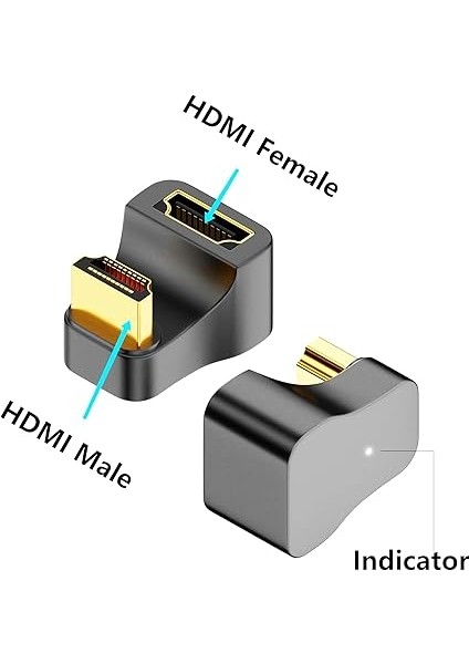 U Şekli HDMI 2.1 Adaptör Fişi Jakına, Standart HDMI Tip A Adaptörü UHD 3D 8k @60Hz Dizüstü Bilgisayar Projektörü Tv Pc Için 180 Derece Aşağı Açı fırsatları