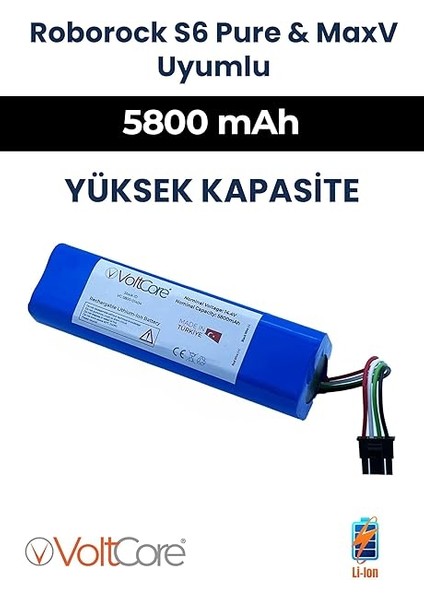 Robot Süpürge Pili 5800 Mah Batarya Roborock S6 Pure ve S6 Maxv Uyumlu fiyatları
