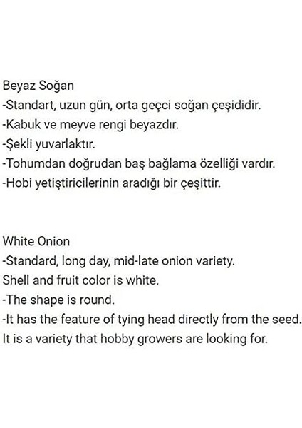 Tarım Yerli Doğal Beyaz Soğan 500 Adet Tohum fiyatları