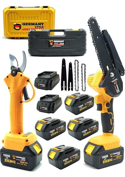 Germany Style Alman MS1055 4 Akülü Ağaç Odun Dal Budama Makası -Testere Ikili Set