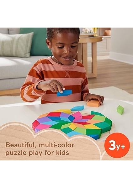 Ahşap Mandala Yapboz Yürüme Çağındaki Çocuklar Için 40 Ahşap Parçadan Oluşan Fisher-Price Geometrik Mandala Yapboz Blokları HXT94 fiyatları