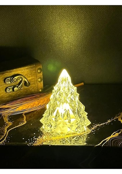 Kristal LED Çam Ağacı Mum 3'lü Alevli Yapay Mum Pilli Yılbaşı LED Işık Abajur modelleri