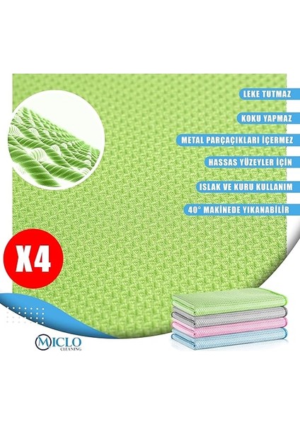 Cleanıng | Mikrofiber Süper Sihirli Bez, Kurulama Bezi, Iz Bırakmayan Bez, Mutfak, Banyo | 40X40CM | Cam ve Ayna Bezi | X4 Adet fiyatları
