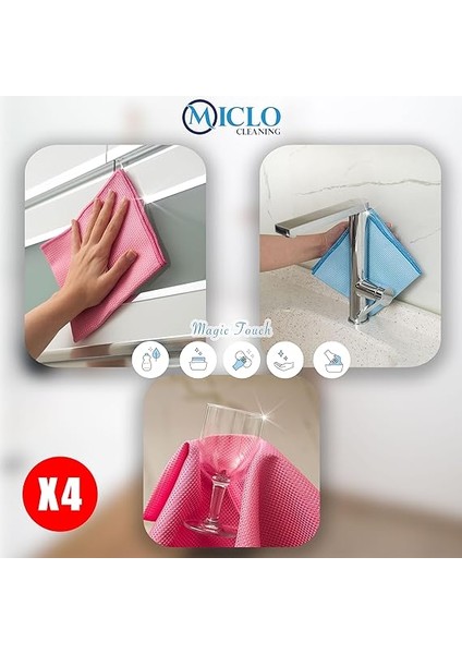 Cleanıng | Mikrofiber Süper Sihirli Bez, Kurulama Bezi, Iz Bırakmayan Bez, Mutfak, Banyo | 40X40CM | Cam ve Ayna Bezi | X4 Adet indirimleri