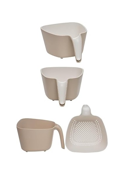 G-576 2 Parça Plastik Süzgeç Çok Amaçlı Makarna Meyve Sebze Pirinç Yıkama Süzgeci Bej Beyaz modelleri