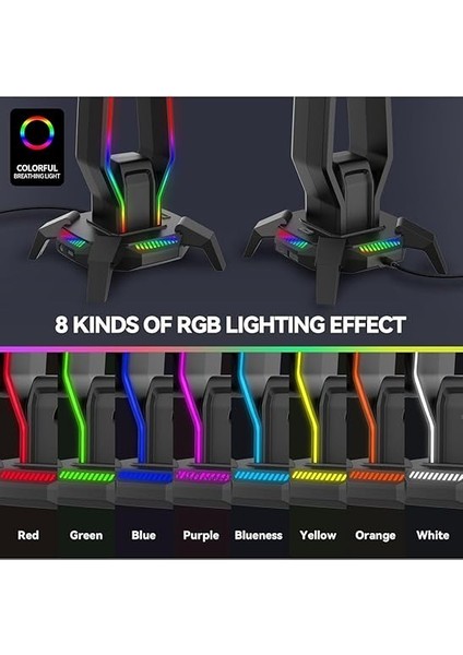 X-Base Kulaklık Için Stand Rgb Işıklı 3xusb Hub Çoklayıcı Port Ps5 ve Gamepad Standı 3,5mm Jack fırsatları