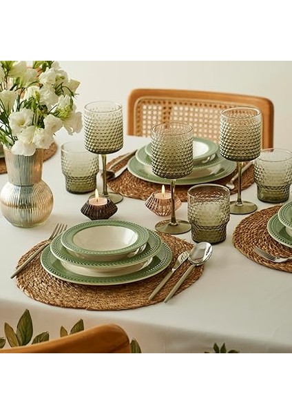 Maison Monica Stoneware 12 Parça 4 Kişilik Yemek Takımı Yeşil modelleri