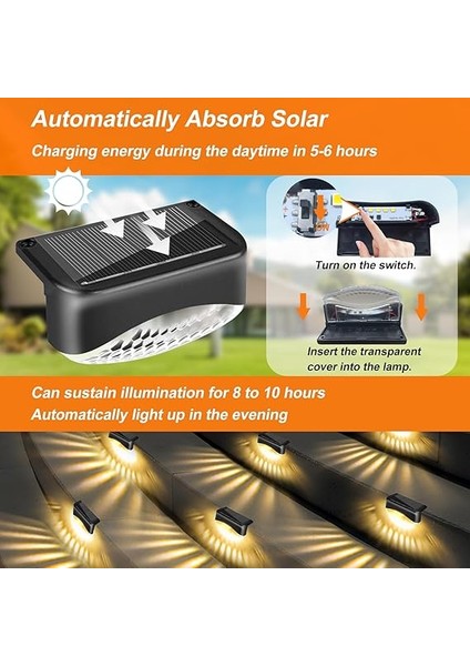 Dış Mekan ve Bahçe Için Solar Lamba, 8 Adet, IP65 Su Geçirmez, Bahçe Dekorasyonu, Çit Aydınlatması, Güneş Enerjili LED Bahçe Lambaları, Balkon Aydınlatması, Dış Mekan, Merdiven, Çit Için fırsatları