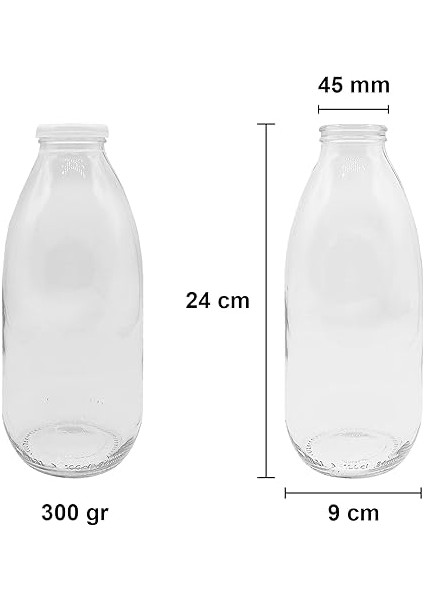 Süt Ayran Şişesi Şeffaf 1000 ml Plastik Kapaklı Boş Cam Şişe 6 Adet fiyatları