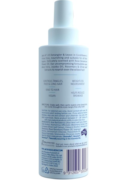 N'jill N' Jill Doğal Banyo Zamanı Detangler ve Durulanmayan Saç Kremi - Tüm Saç Tiplerine Uygun, Ekstra Nemlendirici, Silikonsuz, Zulüm Içermez, Vegan - 200 ml (1'li Paket) fiyatları
