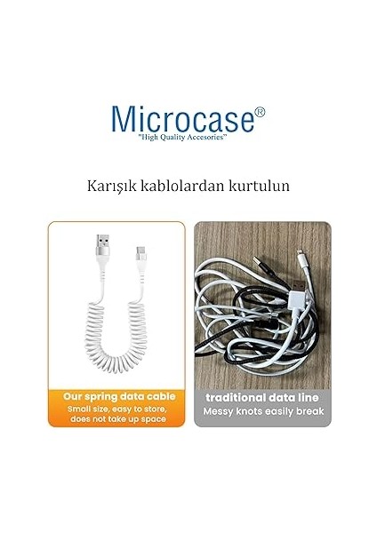 Type-C Spiral Tasarım USB Şarj ve Data Kablosu 1 Metre Beyaz - AL3999 fiyatları