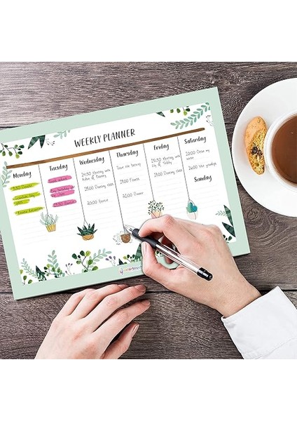 Haftalık, Günlük Planlayıcı Set - 50 Sayfa Tarihsiz Masaüstü Planner - Gençler, Kızlar, Yetişkinler Için To Do List - 3 Parça - Green Serisi fırsatları