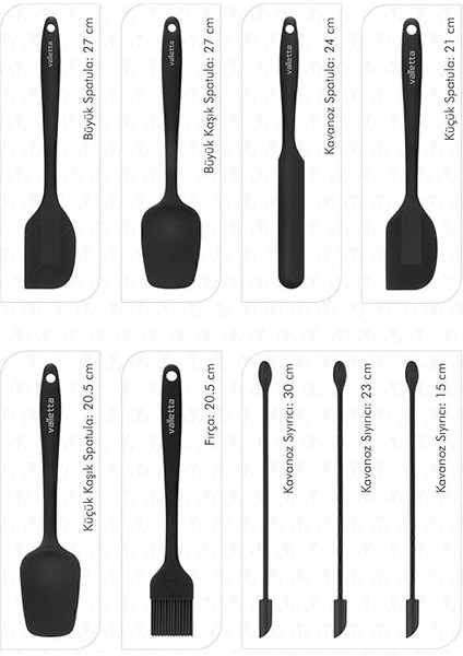 VLT1170 Drongo 9'lu Spatula Set Siyah modelleri