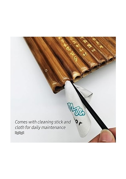 15 Borulu G Tuşu Pan Flüt Seti Halk Enstrümanı Doğal Bambu Üflemeli Enstrüman Bambu Panpipe &amp; Çanta &amp; Temizleme Çubuğu Bezi modelleri