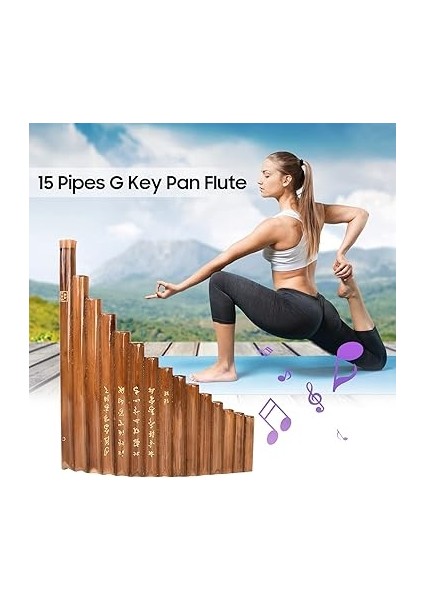 15 Borulu G Tuşu Pan Flüt Seti Halk Enstrümanı Doğal Bambu Üflemeli Enstrüman Bambu Panpipe &amp; Çanta &amp; Temizleme Çubuğu Bezi fırsatları
