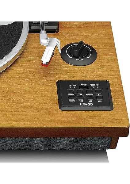 Ls-55 Pikap Entegre Hoparlörlü - Bluetooth Alıcısı - Mp3'ten Doğrudan Kodlama - 2 x 5 Watt Rms - USB Girişi - Aux - Kahverengi indirimleri