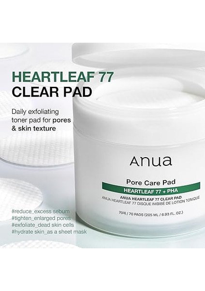 Heartleaf 77 Şeffaf Ped 70 Sayfa, Pha Ölü Cilt Bakımı Düşük Ph Günlük Toner Pedi modelleri