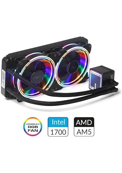 Aquaforce W246 240MM 2X12CM Frgb LED Fan + Pompa Intel &amp; Amd Uyumlu Sıvı Soğutma Sistemi (DKCCW246) fiyatları