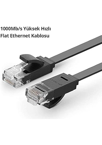 Cat6 Flat Ethernet Kablosu, 8 Metre, Siyah fiyatları