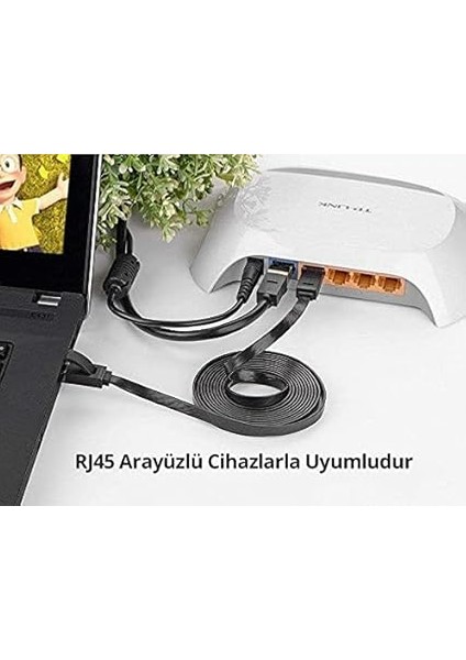 Cat6 Flat Ethernet Kablosu, 8 Metre, Siyah modelleri