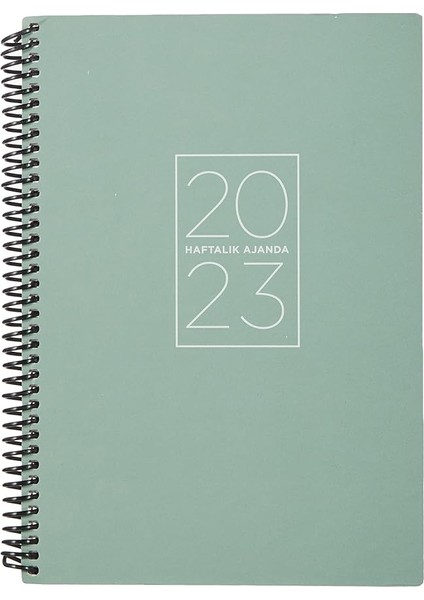 Color 2023 Spiralli Haftalık Ajanda, Yeşil, 17X24