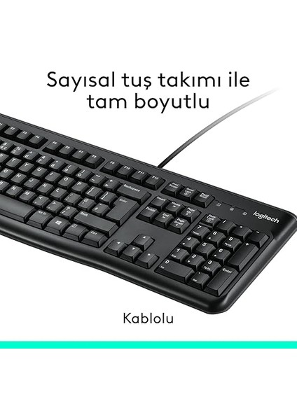 MK120 USB Kablolu Klavye Mouse Seti, Tam Boyutlu, Sağ ve Sol Elle Kullanıma Uygun Mouse, Sıvı Dökülmesine Dayanıklı, Türkçe Q Klavye, Siyah indirimleri