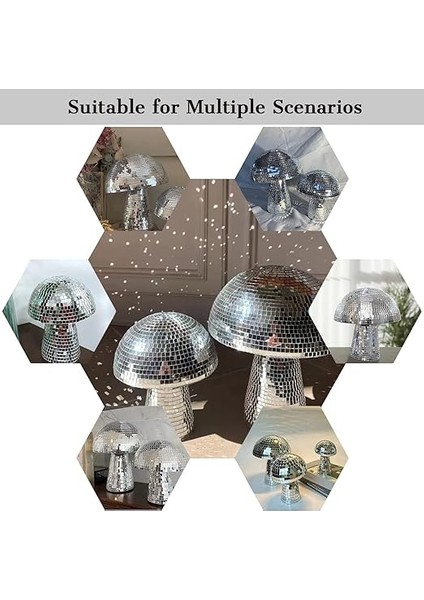 Mantar Disko Küresi, Gümüş Disko Aynası, Top, Parıltılı Ayna, Küre, Parlak Mantar Küre, Ev Dekorasyonu, Sahne Aksesuarları, Dj Işık Efekti, Okul Kutlaması, Parti Ürünü, Oyun Aksesuarı, Masa fiyatları