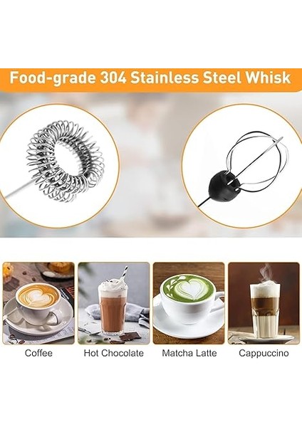 Süt Köpürtücü, USB ile Şarj Edilebilir, 2 Hız Kademesi, Paslanmaz Çelik El Süt Köpürtücü, 3 Başlıklı, Taşınabilir, Kablosuz, Cappuccino, Latte, Kahve, Soslar Için fırsatları